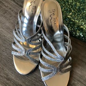Sparkling Silver Formal Strappy Slides